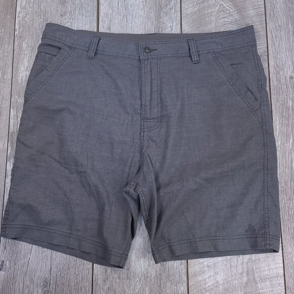 Prana Shorts Mens 38 Gray Furrow Standard Fit Performance Chino Stretch - Picture 1 of 8